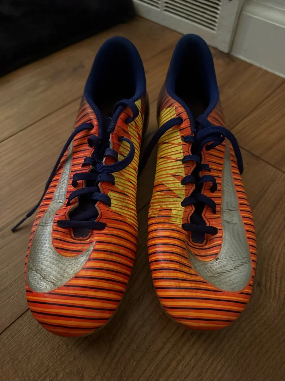 Nike Orange and Navy Mercurial Soccer Cleats